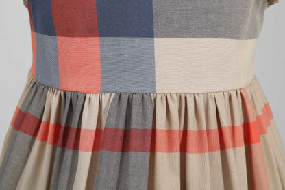 Women's Pure Cotton Sleeve Plaid Small And Medium Children's Dress