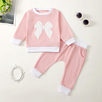 Girls' Printed Waffle Sweater Suit