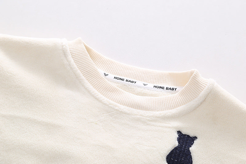 Boys' Autumn And Winter Plush Sweater Set