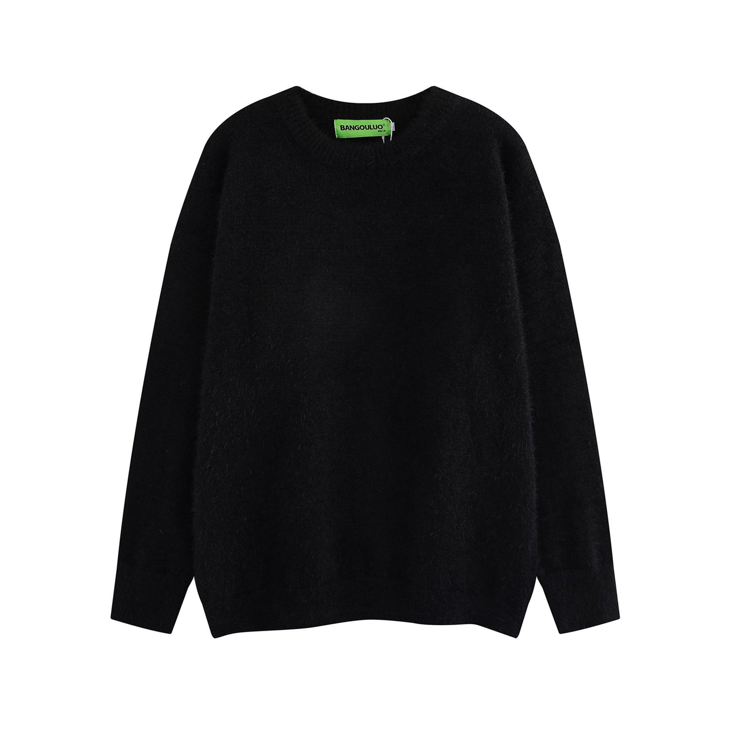 American Retro Simple Solid Color Crew Neck Pullover Sweater Men And Women