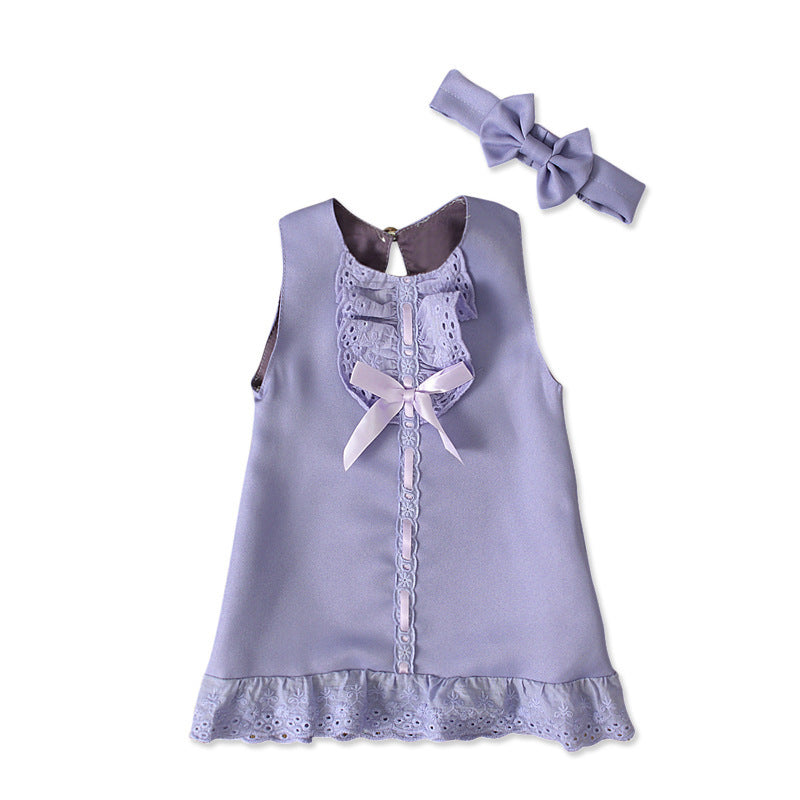 Girls' sleeveless bowknot skirt two-piece children's dress