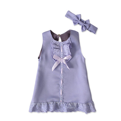 Girls' sleeveless bowknot skirt two-piece children's dress