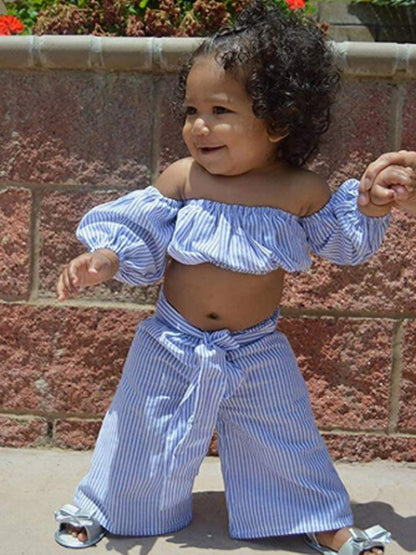 Children's Clothes Pinstripe Tube Top Half Sleeve Suit