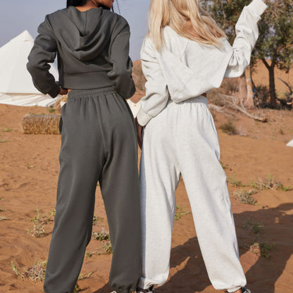 Women's Long-sleeved Fleese Suit Two-piece Set