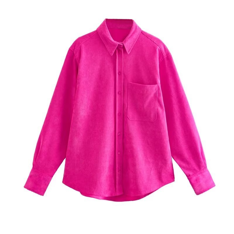 Autumn Women's New Long Sleeve Four-color Corduroy Loose Shirt