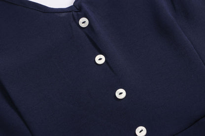 V-neck halter buttons with belt jumpsuit