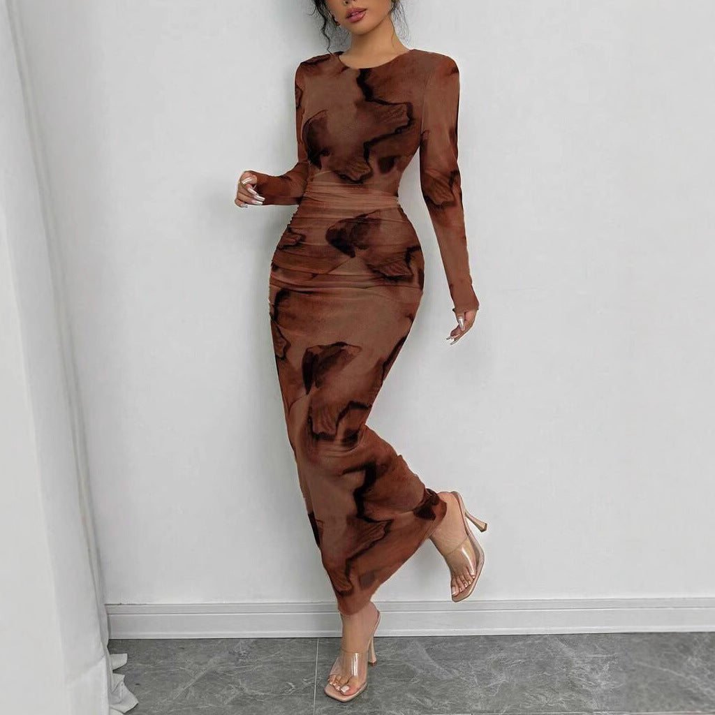 Elegant Graceful Double Layer Round Collar Gauze Dress Long