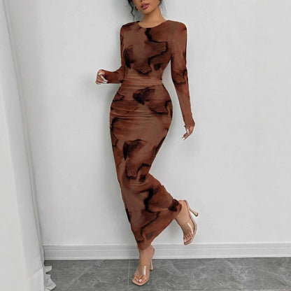 Elegant Graceful Double Layer Round Collar Gauze Dress Long