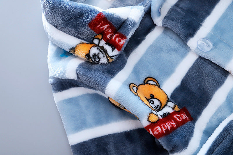 Girls' Cute Cartoon Flannel Pajama Suit