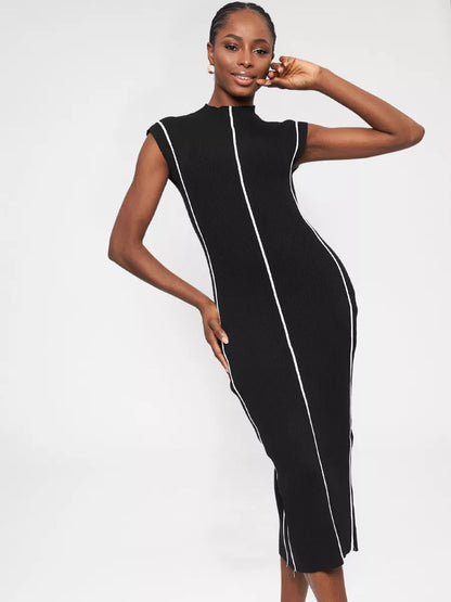 European And American Knitted Striped Dress