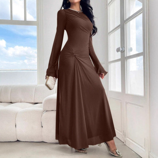 New Trumpet Sleeve Slim-fit Elegant High-elasticity Fashionable Dress