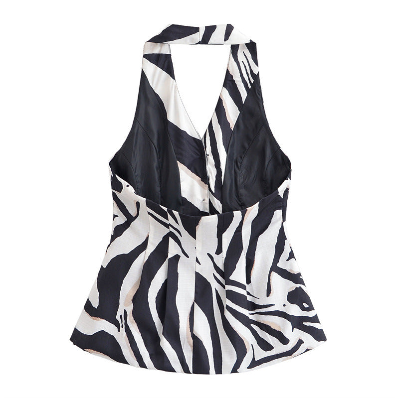 Zebra Pattern Blended Vest Casual Pants