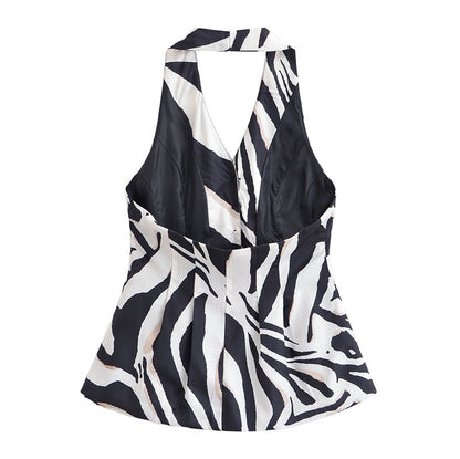 Zebra Pattern Blended Vest Casual Pants