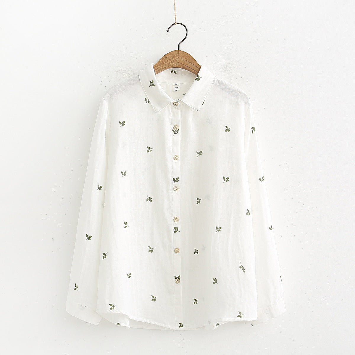 Autumn Artistic Leaves Printed Long-sleeved Shirt
