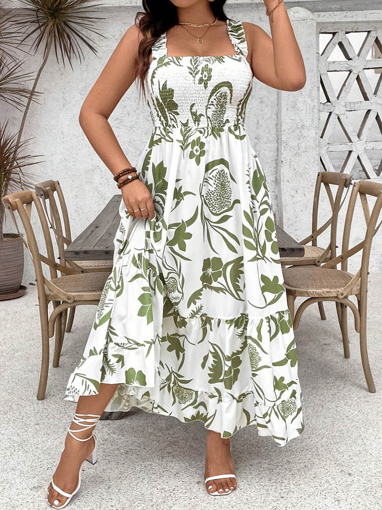 Women's Holiday Style Printing Mid-length Dress