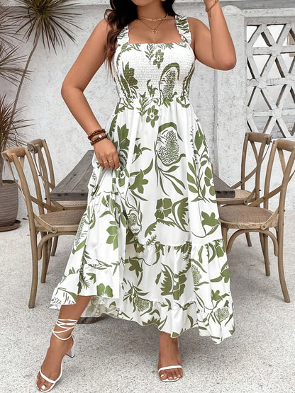 Women's Holiday Style Printing Mid-length Dress