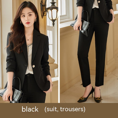 Women's Autumn And Winter OL Commuter Coat & Trousers Suit