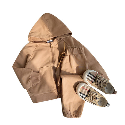 Children's Fried Street Autumn Boyish Look Sports Two-piece Set