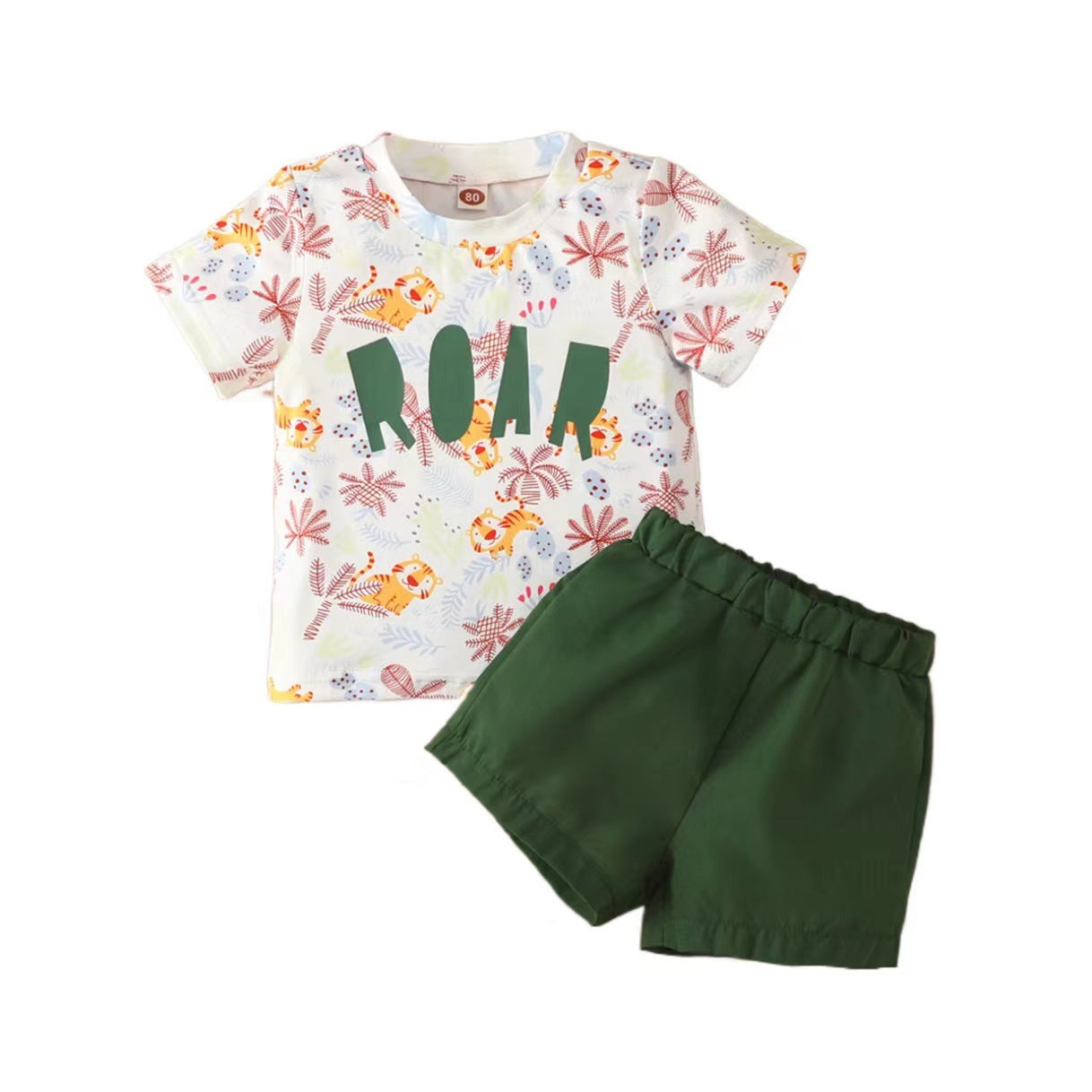 Girls Alphabet Print Short Sleeve Shorts Set