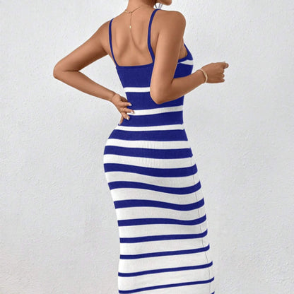 Women's Sexy Hot Girl Striped Spaghetti Straps Hip Dress