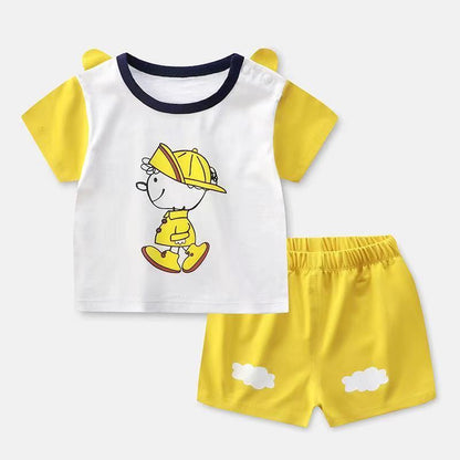 Summer Short-Sleeved Shorts Suit Children's Cotton Half-Sleeved T-Shirt Two-Piece Baby Clothes