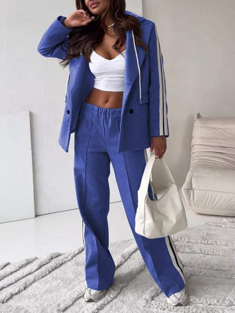 Casual Ribbon Hooded Suit Wide Leg Pants Two-piece Suit