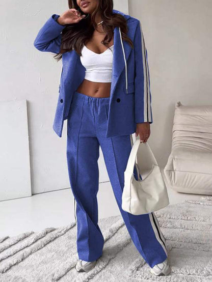 Casual Ribbon Hooded Suit Wide Leg Pants Two-piece Suit