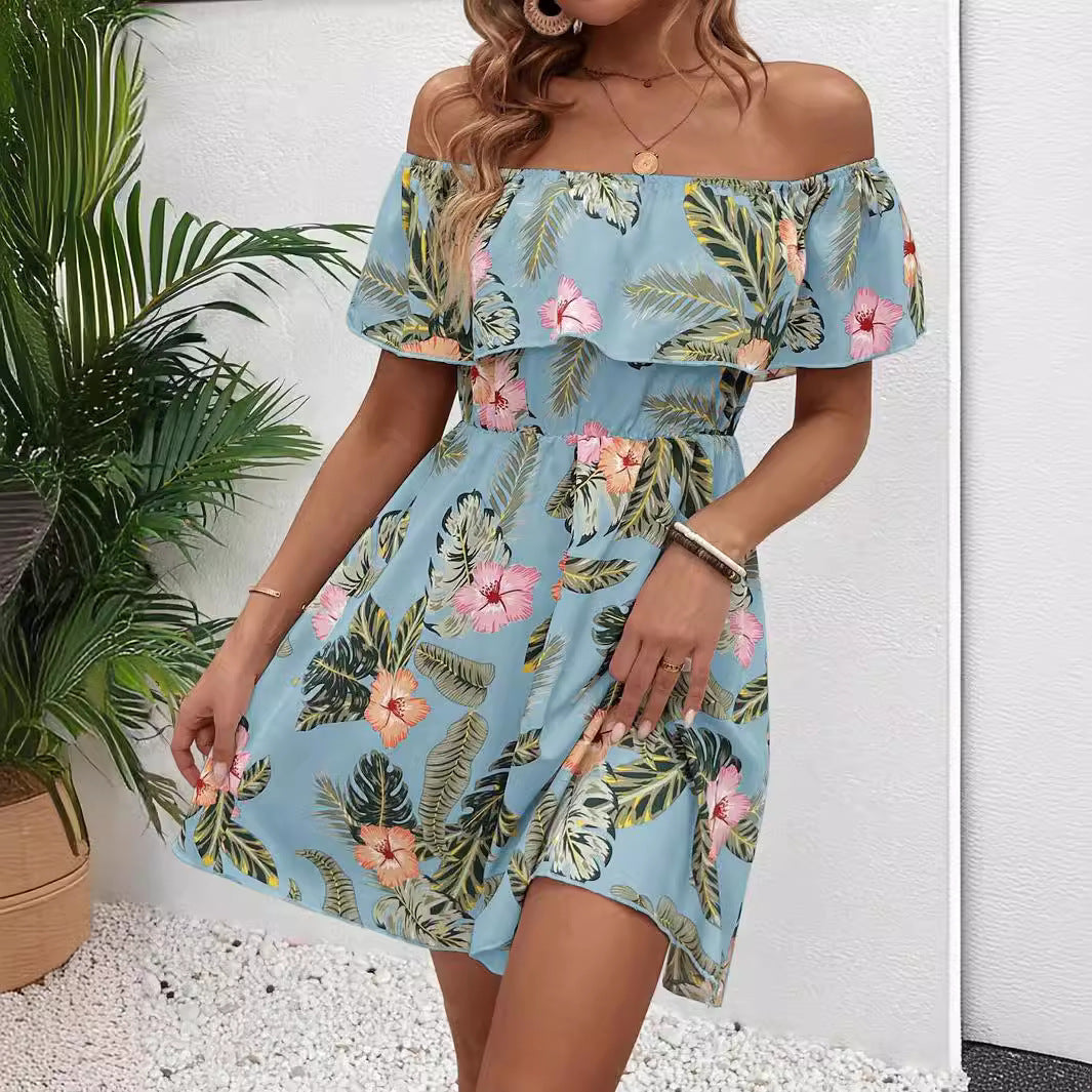 Women's Fashion Printed Off-shoulder Dress