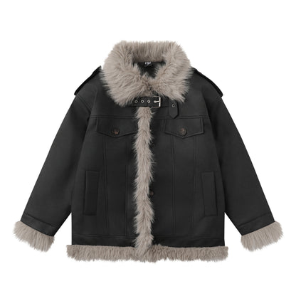 Autumn And Winter New Thickened Cotton Padded Stand-up Collar Cotton-padded Coat Deerskin Velvet