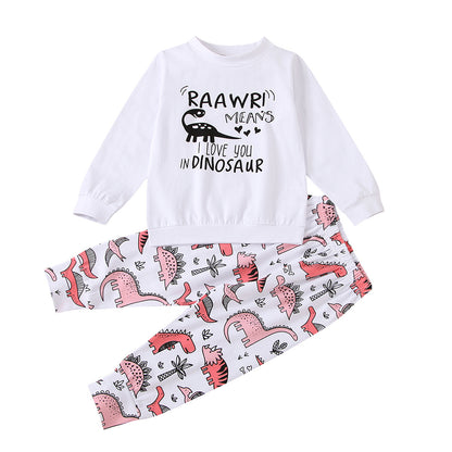 Girls' Dinosaur Printed Long Sleeves Suit