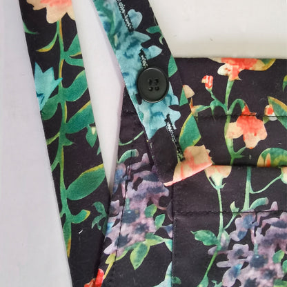 Suspender Trousers For Women Floral Print Buttons