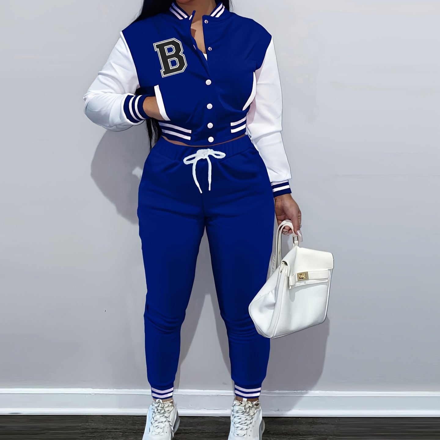 Letter Color Matching Jacket Single-breasted Letter Printed Baseball Uniform Sports Suit