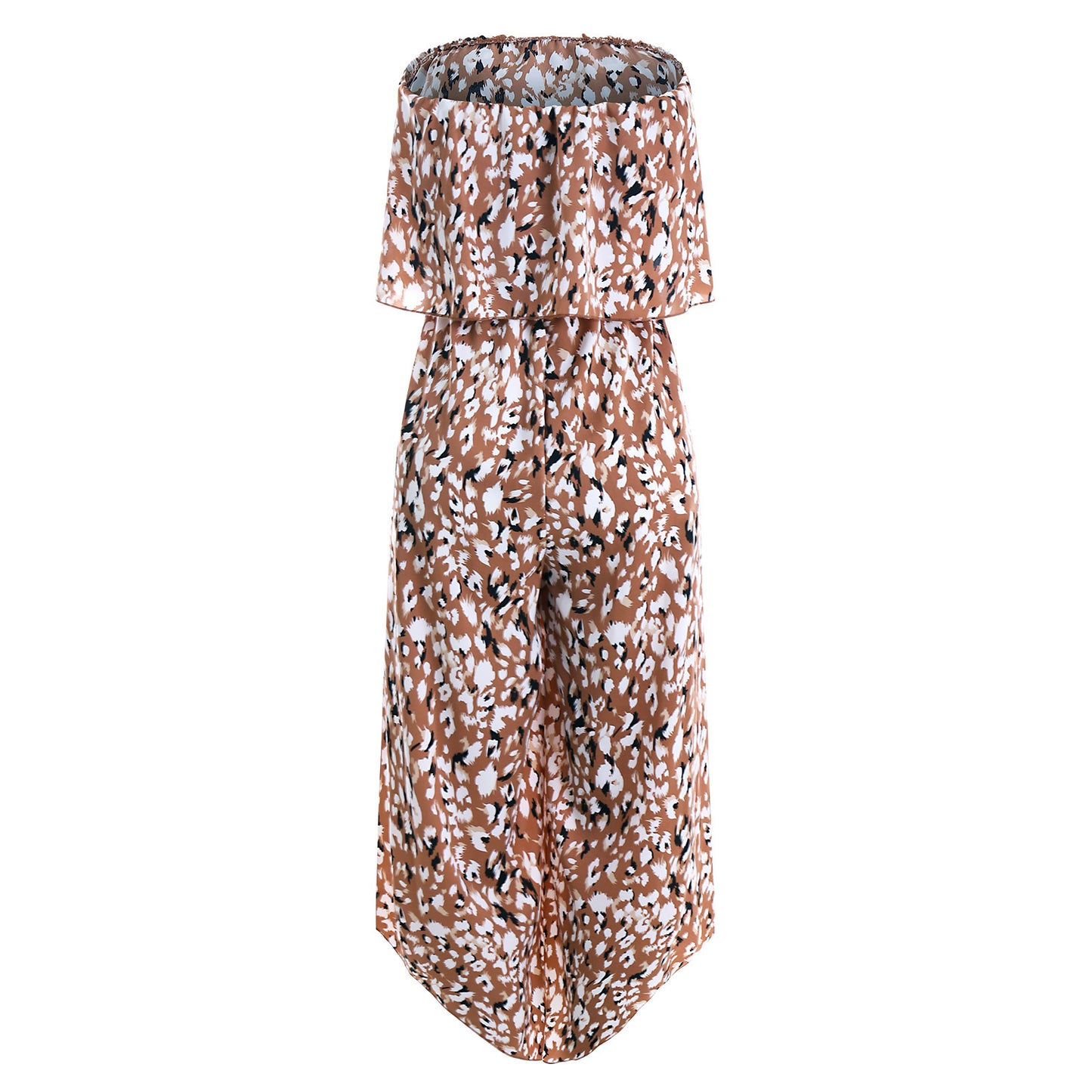 Women's Off Shoulder Chiffon Floral Jumpsuit Loose Wide Leg Pants