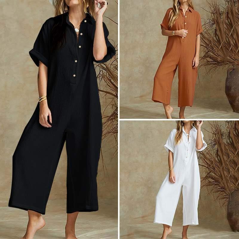 Women's Solid Color Sexy Short-sleeved Jumpsuit