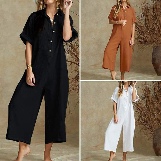 Women's Solid Color Sexy Short-sleeved Jumpsuit