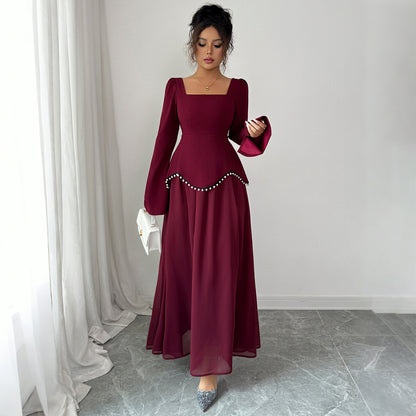 Minimalist Long Sleeve Senior Dress Women's Clothing