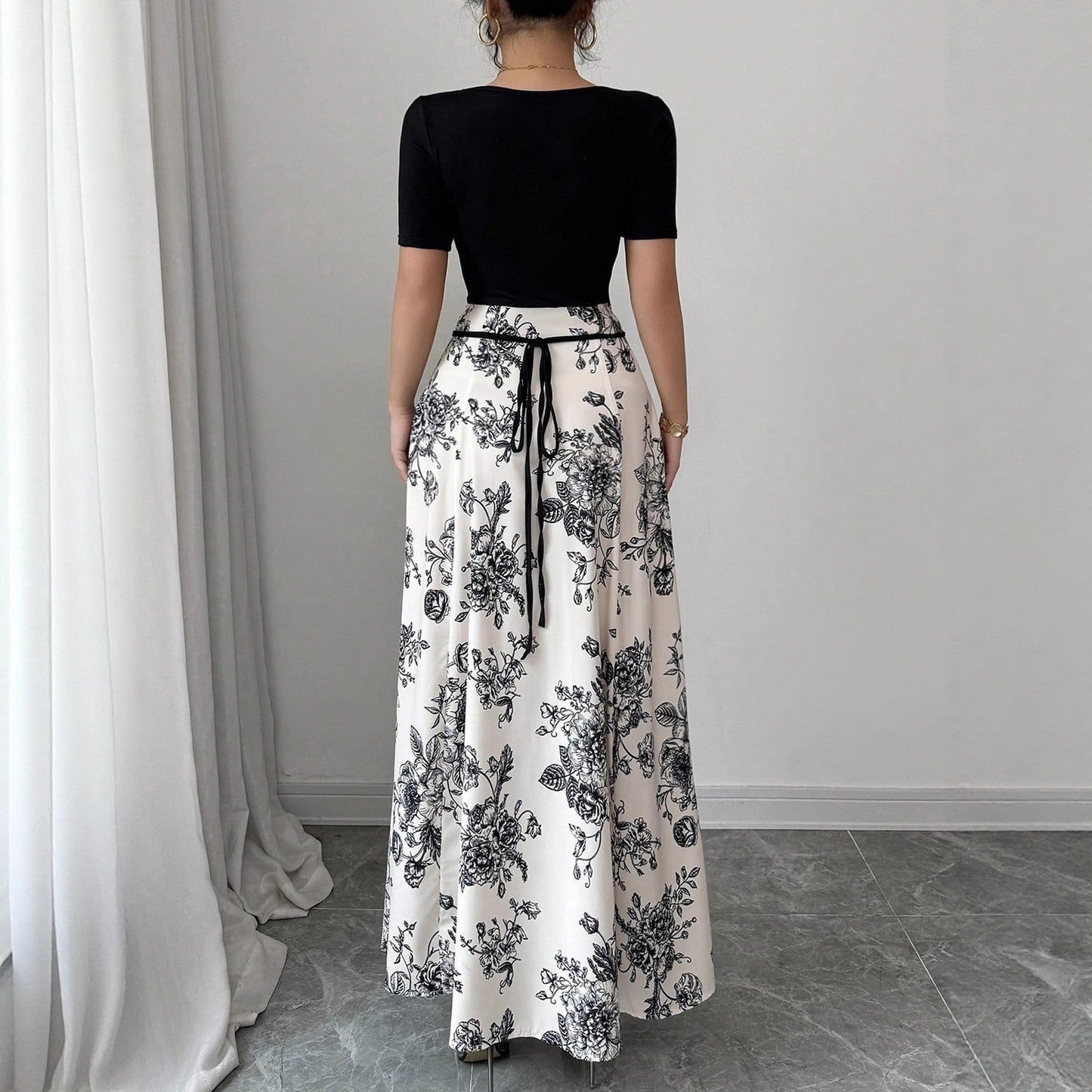 Women's Dress Slimming French Floral Long