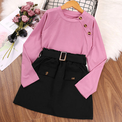 Spring And Autumn Long Sleeve Shirt Cotton Black Shorts