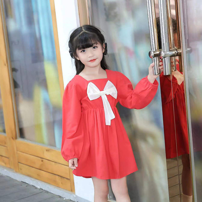 Princess Dress Red Children's Western Style Baby Girl Bow Skirt