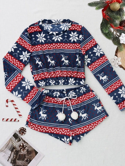 Coral Fleece Christmas Venonat Decoration Round Neck Shorts Long-sleeve Suit