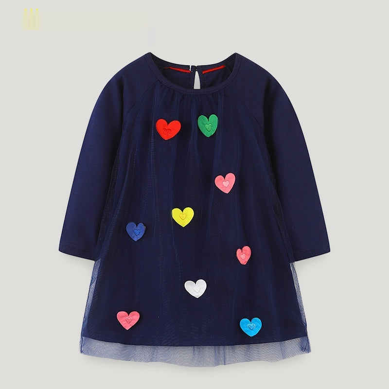 Children's Long-sleeved Princess Dress Delicate Heart