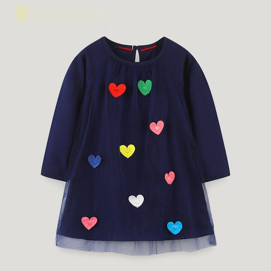 Children's Long-sleeved Princess Dress Delicate Heart