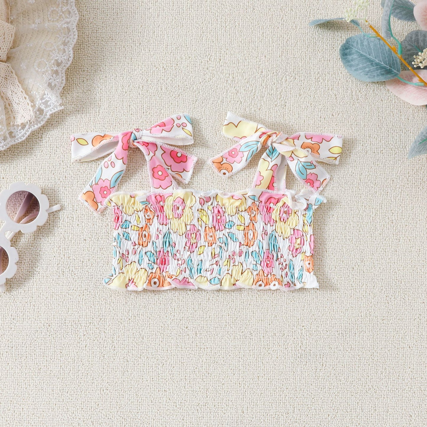 Girls' Suit Sling Short Top And Trousers Two-piece Set