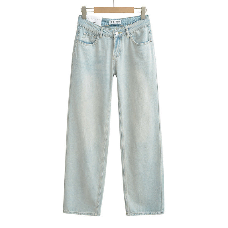 American Low Waist Straight Loose Denim Mop Trousers