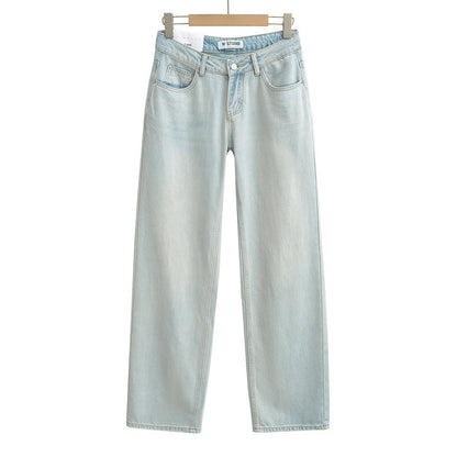 American Low Waist Straight Loose Denim Mop Trousers