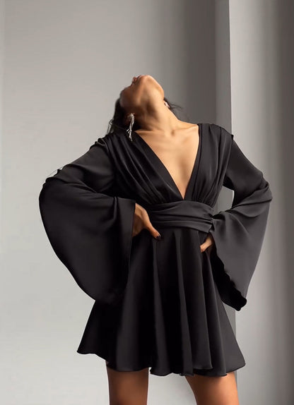 Women's Solid Color Long Sleeve Dress