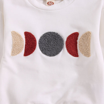 Solid Color Towel Embroidery Casual Long-sleeved Top And Trousers Two-piece Set