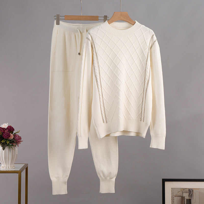 Russian Casual Sweater Pullover Two-piece Suit