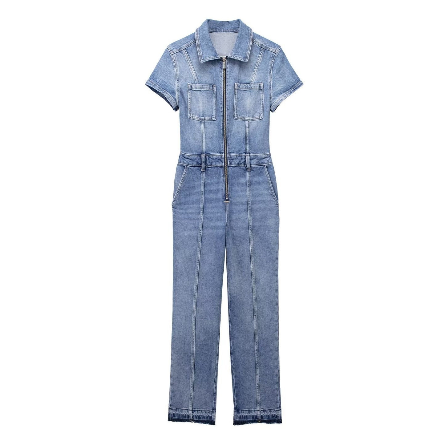 Fall 2023 European And American Style Long Denim Jumpsuit