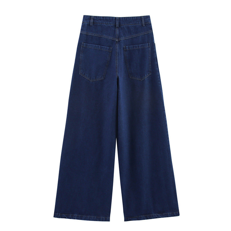 American Retro Wide Leg High Waist Jeans Loose